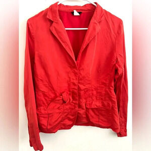 J. Crew  Red Orange Linen blend Collared Button Up Workwear Casual 8